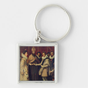Giftermål av Catherine de Medici Fyrkantig Silverfärgad Nyckelring