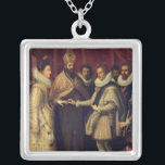 Giftermål av Catherine de Medici Silverpläterat Halsband<br><div class="desc">Giftermål av Catherine de Medici | vid Jacopo Chimenti Empoli | konstläge: Villadellaen Petraia,  Florence,  italien | som den italienska konstnären | avbildar samlingen,  numrerar: XIR165574</div>