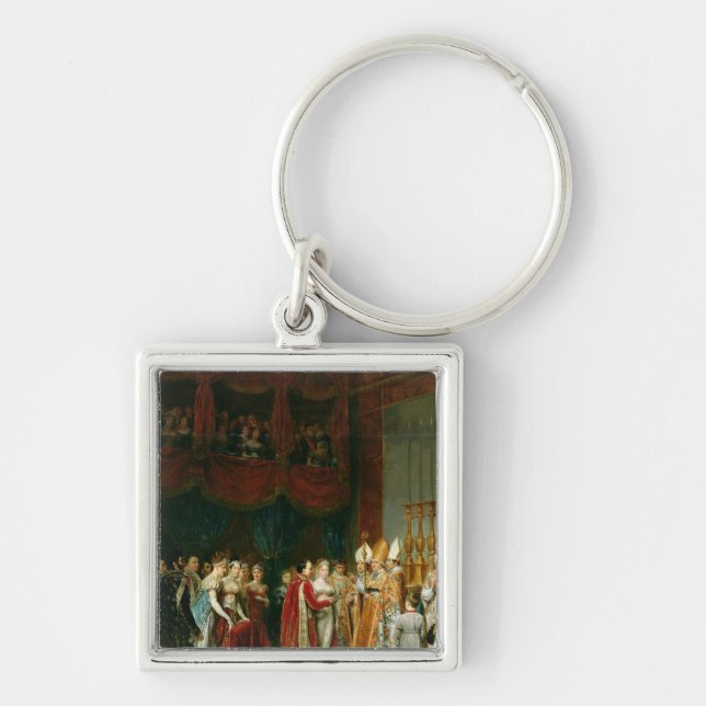Giftermål av Napoleon mig och Marie Fyrkantig Silverfärgad Nyckelring (Framsidan)