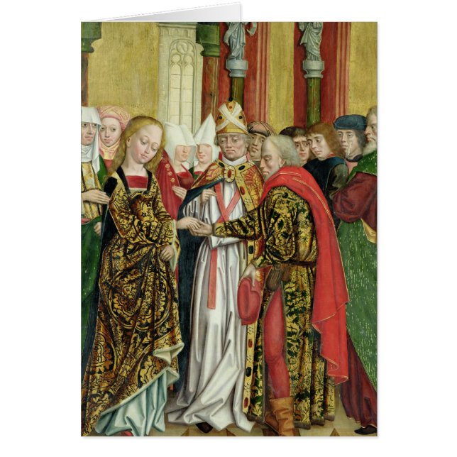 Giftermål av oskulden, från kupolaltaret, 1499 hälsningskort (Framsidan)