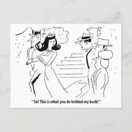 Giftermål bakom hans rygg, humoristisk vykort