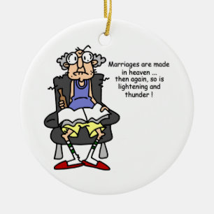Giftermål, Blixten, Thunder Humor Julgransprydnad Keramik