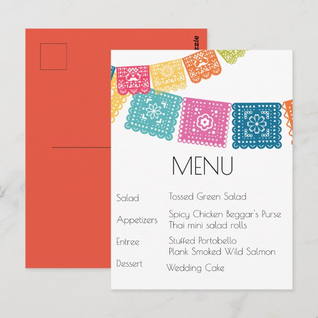 Giftermål - Boda - Bröllop Papel Picado OSA Vykort (Fram/baksida)