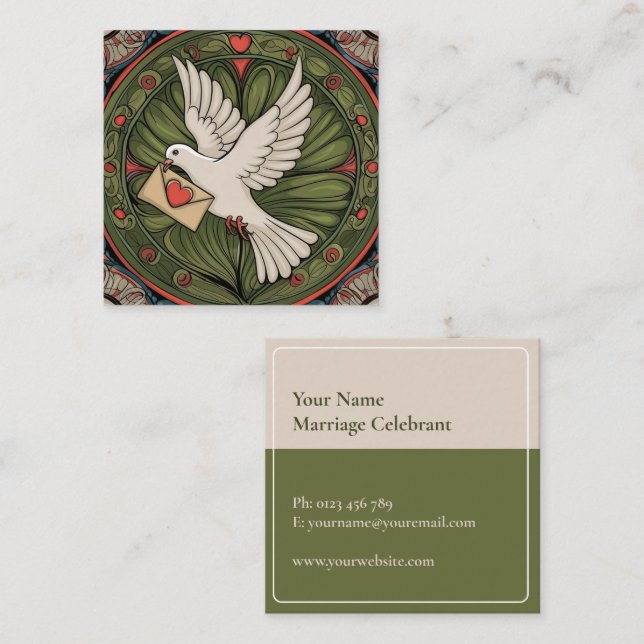 Giftermål Celebrant Art nouveau Stil Fyrkantigt Visitkort (Fram/baksida)