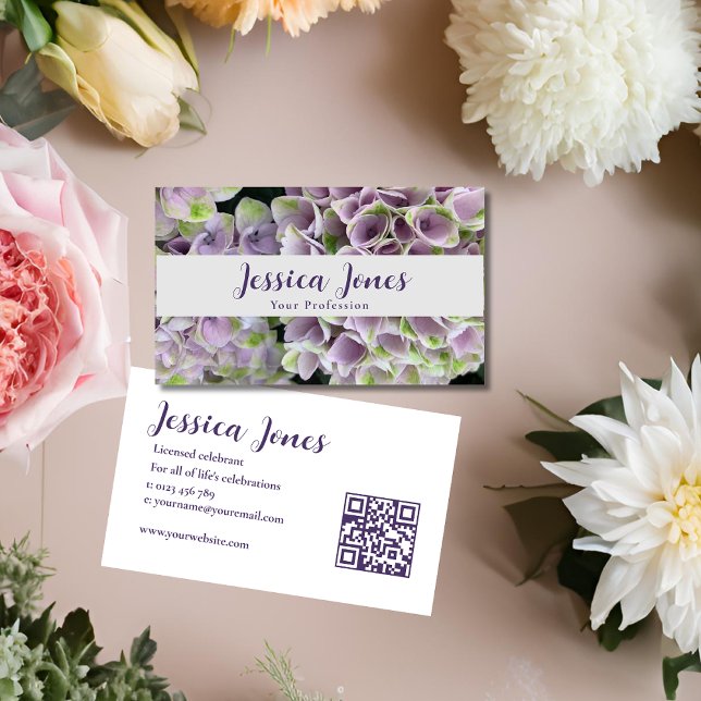 Giftermål Celebrant Simple Mauve Blommigt Visitkort (Skapare uppladdad)