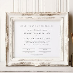Giftermål-certifikat för enkel Elegant Poster