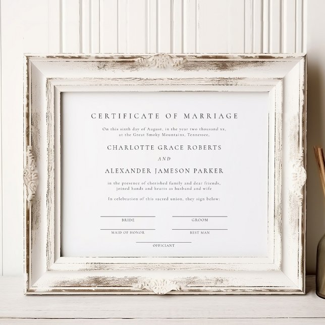 Giftermål-certifikat för enkel Elegant Poster (Skapare uppladdad)
