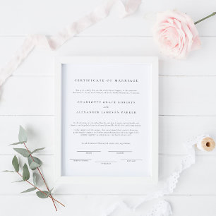 Giftermål-certifikat för enkel modern Elegant Poster