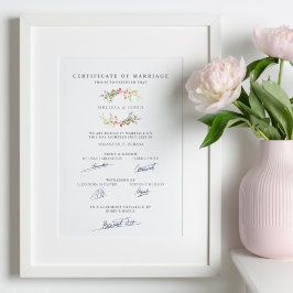 Giftermål-certifikat med Blommigt Garland i Rosa Poster