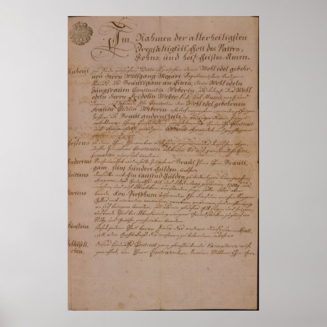 Giftermål certifikat Wolfgang, Mozart och Weber Poster (Framsidan)