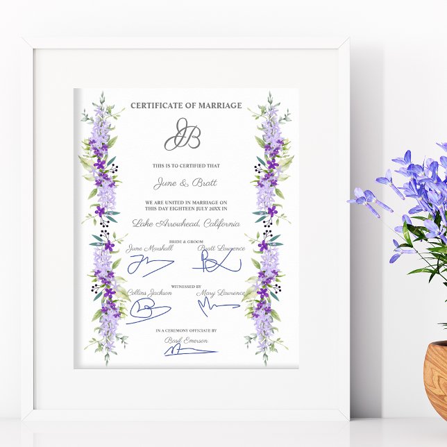 Giftermål-certifikatsdesign med blommor och Löv Poster (Skapare uppladdad)