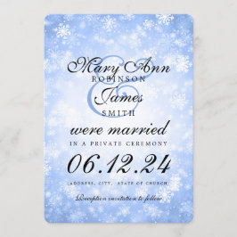 Giftermål / Elopement Blue Winter Wonderland Inbjudningar