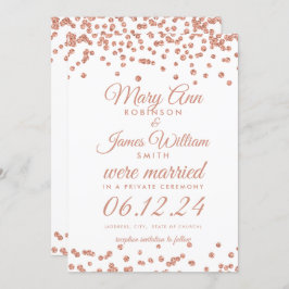 Giftermål Elopement Ro Guld Glitter konfetti Inbjudningar