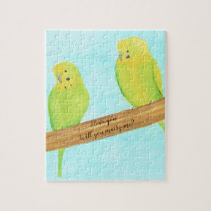 Giftermål frieri parakeets puzzel för love birds pussel