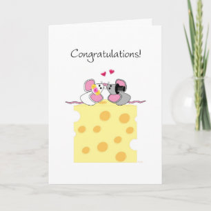 Giftermål Grattis Cute Bride och Groom Mice Kort