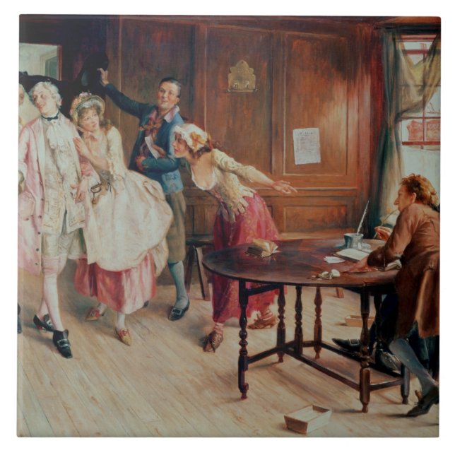 Giftermål i Fleet Street, 1898 (olja på canvas) Kakelplatta (Framsidan)