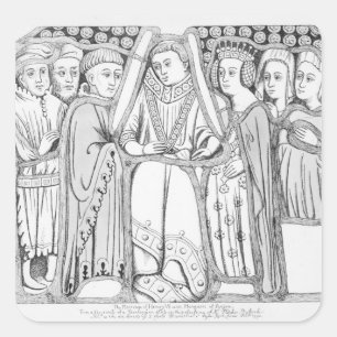 Giftermål i Henry VI och Margaret of Anjou Fyrkantigt Klistermärke