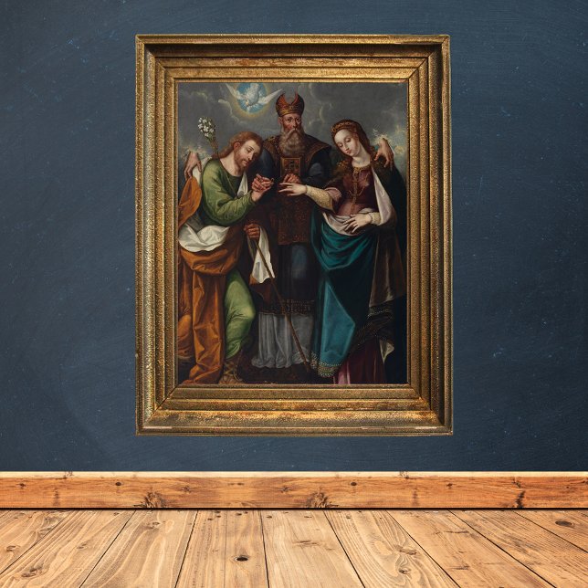 Giftermål i Virgin-Religiösan Christian Bröllop Poster (The Marriage of the Virgin by Pedro Ramirez - Traditional Catholic Christian Baroque Poster)