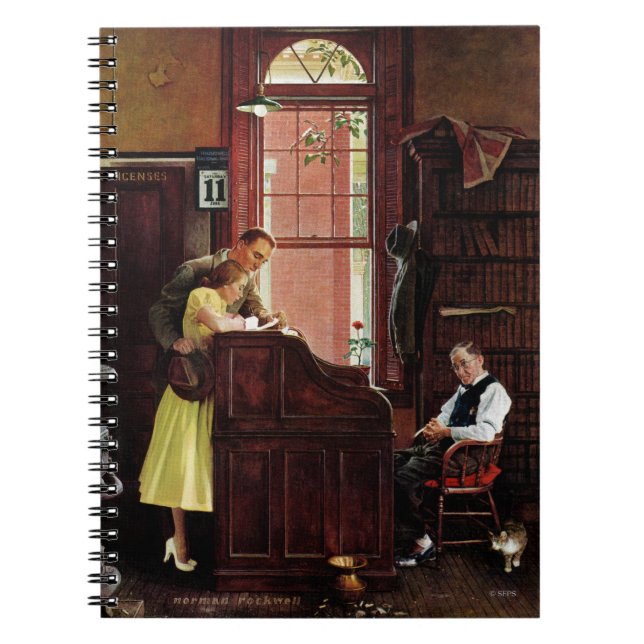 Giftermål-licens av Norman Rockwell Anteckningsbok Med Spiral (Framsidan)