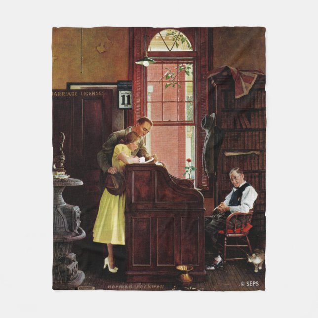Giftermål-licens av Norman Rockwell Fleecefilt (Framsidan)