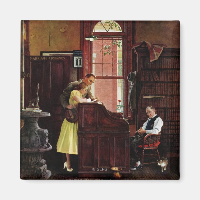 Giftermål-licens av Norman Rockwell Magnet (Framsidan)