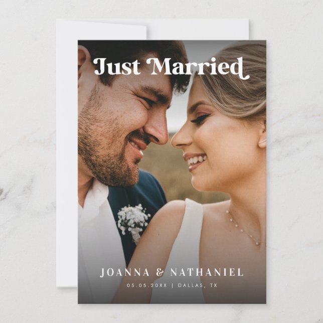 Giftermål meddelande om Ny gifta Retro-skript Inbjudningar (Framsida)