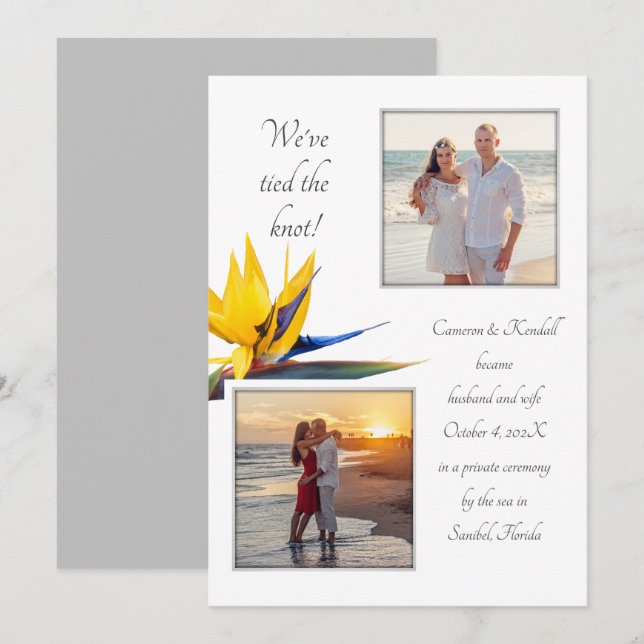 Giftermål-meddelande om paradisbild 2 Foton Inbjudningar (Fram/baksida)