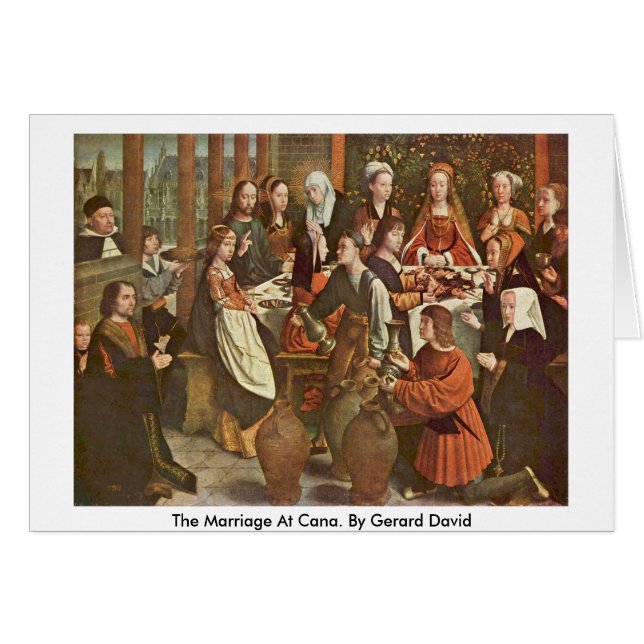 Giftermål på Cana. Vid Gerard David Hälsningskort (Framsidan Horizontal)