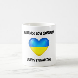 Giftermål till en ukrainare bygger teckenet kaffemugg