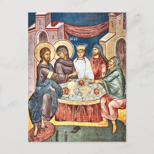 Giftermål vid Cana Orthodox Christian Icon Vykort (Framsida)