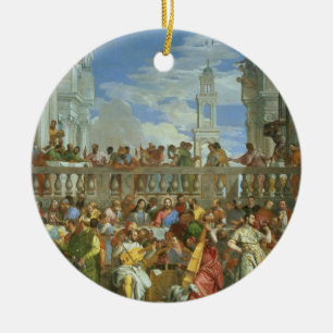 Giftermålfestmåltiden på Cana, c.1562 (olja på Julgransprydnad Keramik