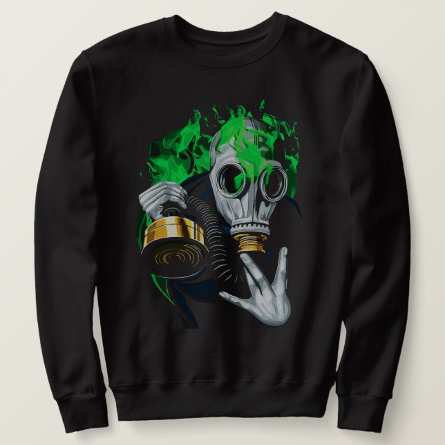 Giftgas mask: Neon lågor Lång Ärmad Tröja (Design framsida)
