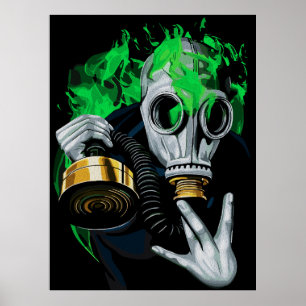 Giftgas mask: Neonlågor Poster