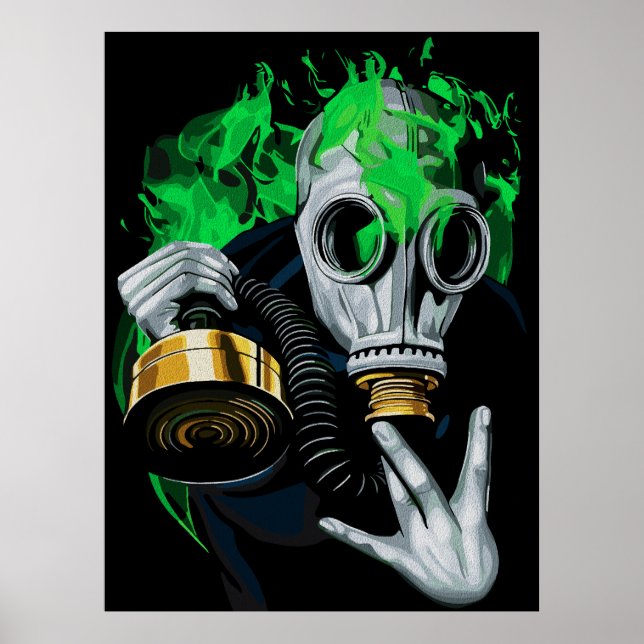 Giftgas mask: Neonlågor Poster (Framsidan)