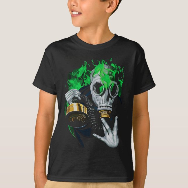 Giftgas mask: Neonlågor T Shirt (Framsida)