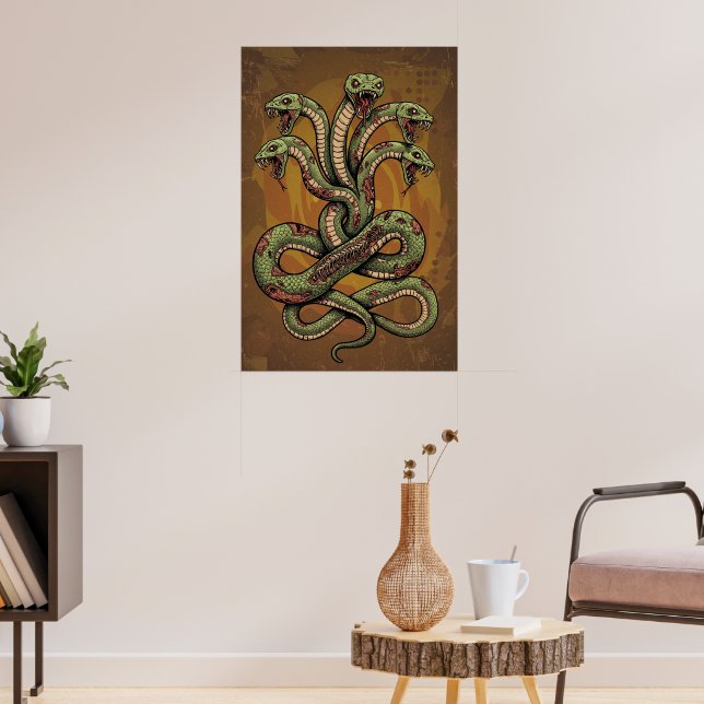 Giftig flerköpfig serpentinisk varelse poster (Vardagsrum 3)