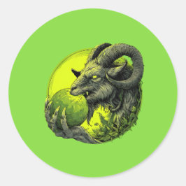 Giftig Grön Demon Get Sticker Runt Klistermärke