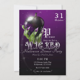 Giftigt äpple Elak häxa Lila Halloween-fest Inbjudningar