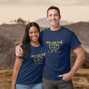 Giftigt Gift Äktenskapligt Bröllopsdatum Par T-Shi T-shirt