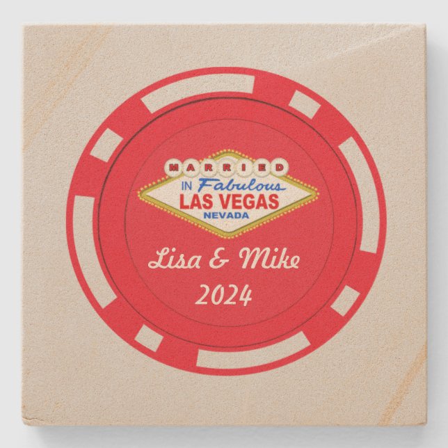 Giftigt i Vegas Poker Chip Stencoaster Stenunderlägg (Framsidan)