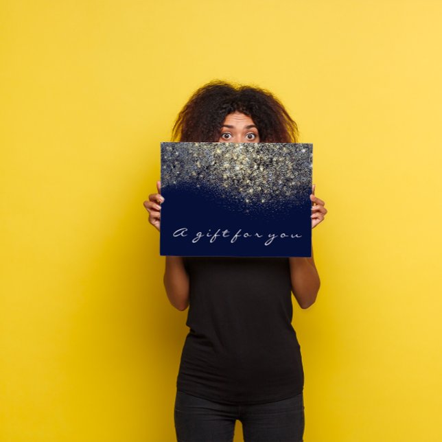 Giftintyg Sepia Guld Glitter Blue Navy Glam (Gift Certificate Sepia Gold Glitter Blue Navy Glam)