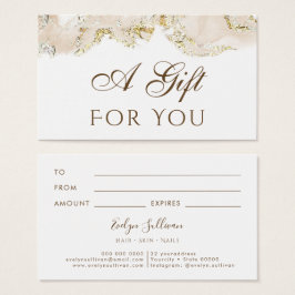 Giftkort för beige marbling-design visitkort