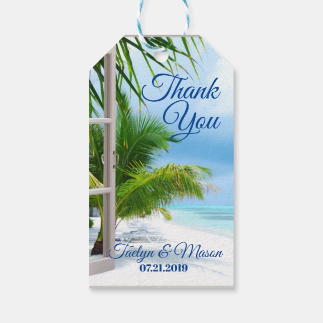 Giftkort för Tropical Bröllop Beach Scene Tack Presentetikett (Baksidan)