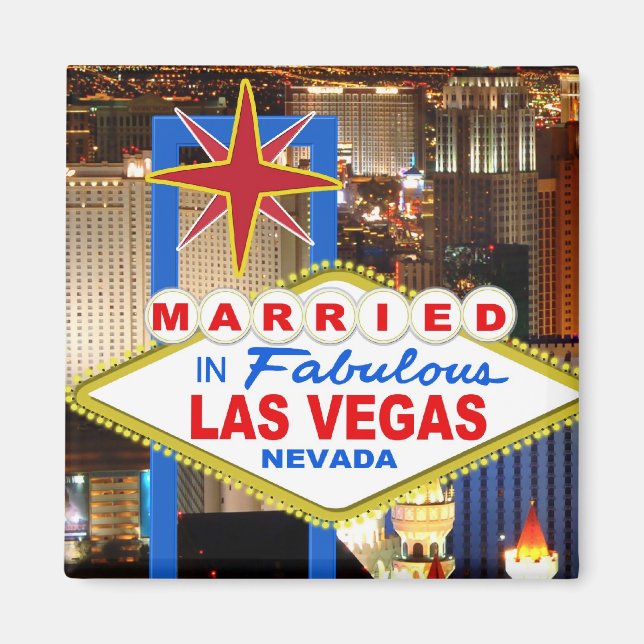 Giftmagnet med texten Gift i Las Vegas Magnet (Framsidan)