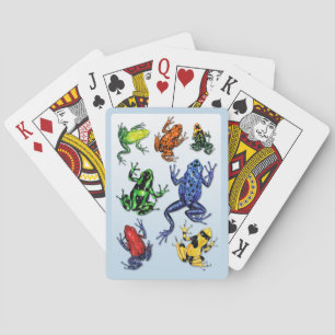 Giftpilgroda som leker kort spel kort