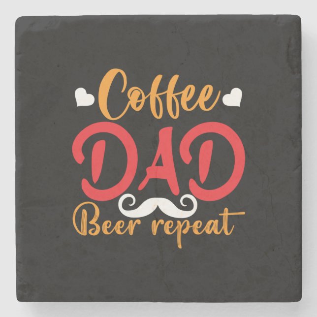 Gifts Far | Upprepning av kaffeöl Pappa Stenunderlägg (Framsidan)