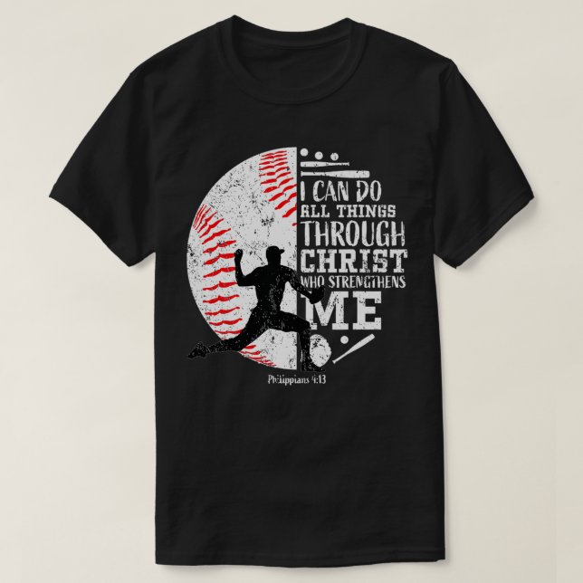 Gifts For Baseball Pitchers Boys Kids Teens Christ T Shirt (Design framsida)