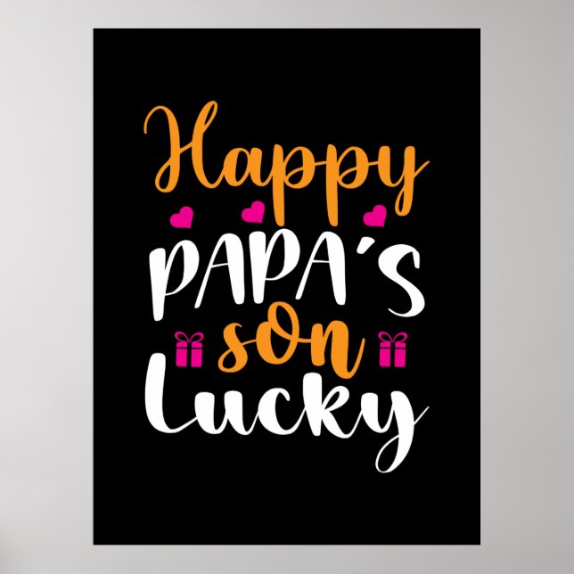 Gifts Pappa | Lycklig Pappa Son Lucky Poster (Framsidan)