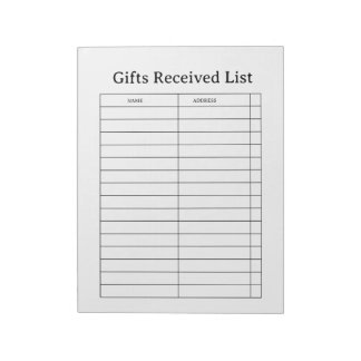 Gifts Received Tracker Anteckningsblock