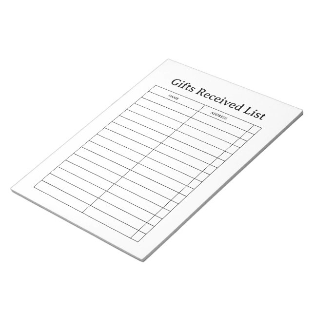 Gifts Received Tracker Anteckningsblock (Vinklad)